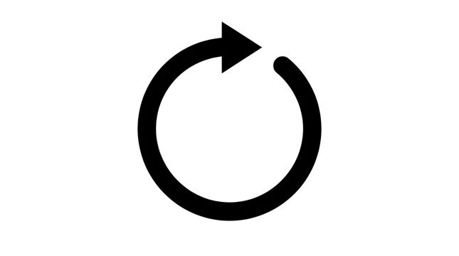 Circular reload arrow icon with upper arrowhead transparent background