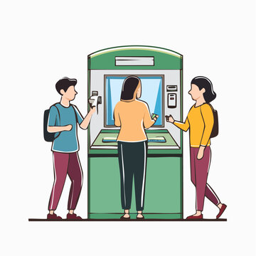 People Using ATM Machine