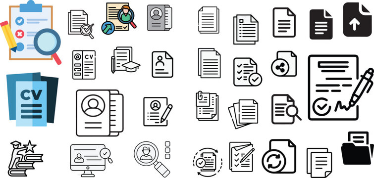 Resume, Job Application, and Document Management Mixed Large Icon Collection