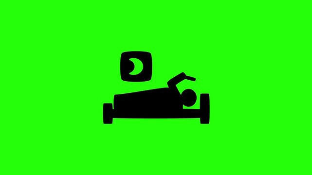 Professional 4K footage of stick figures person lying in bed at night scrolling smartphone silhouette bouncing. Creative element for insomnia social media habit.