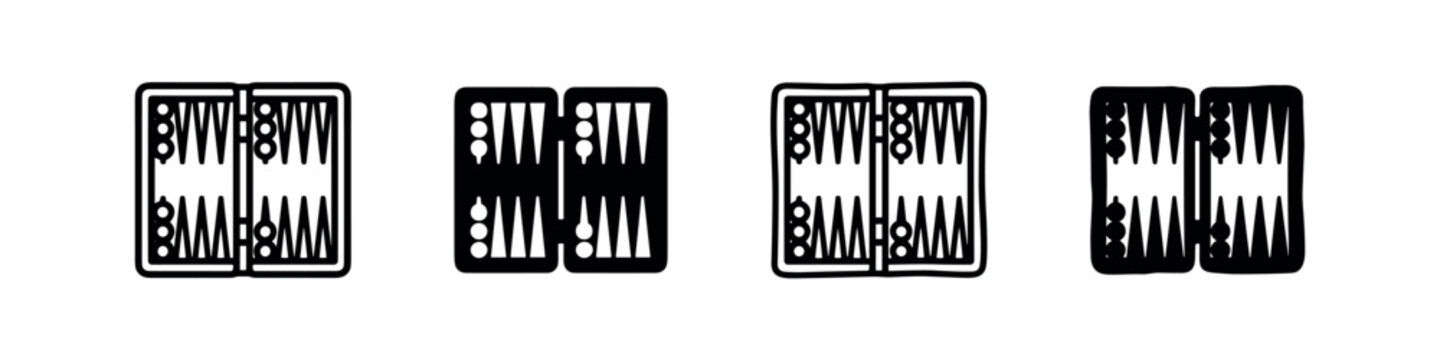 Backgammon Board Game Icon Set.