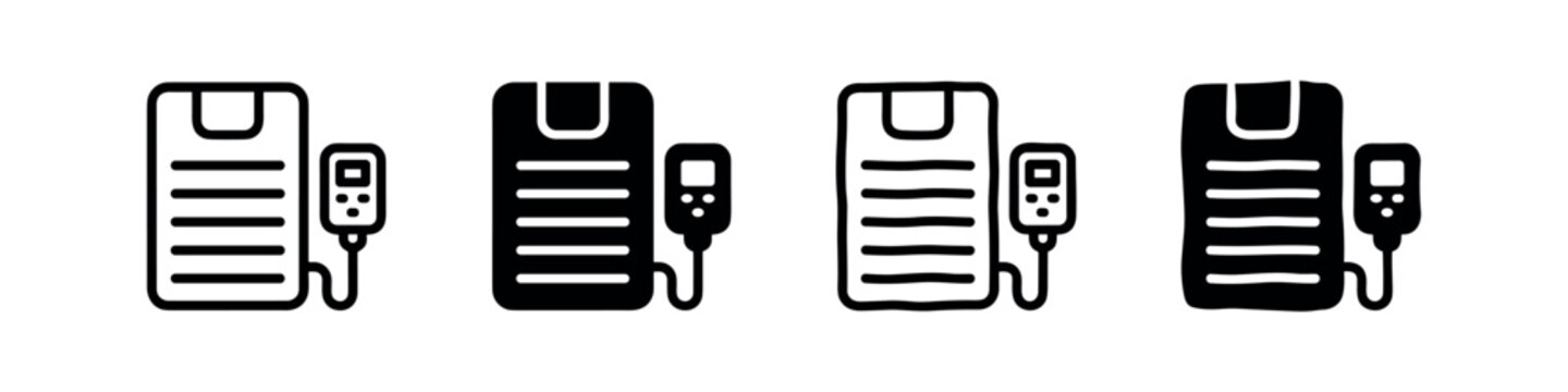 Pulse oximeter and medical report icon. Health monitoring and patient data concept for healthcare.