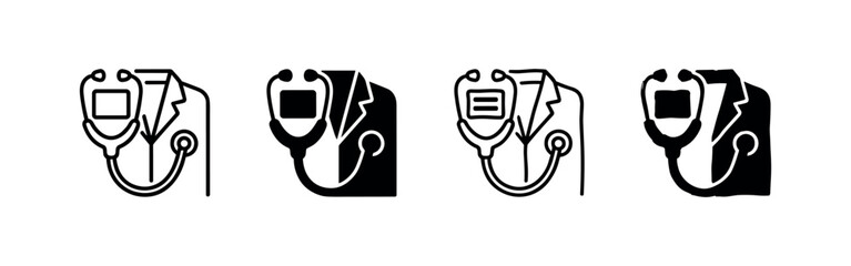 Fototapeta premium Doctor's Coat and Stethoscope Icon Set for Medical Professionals