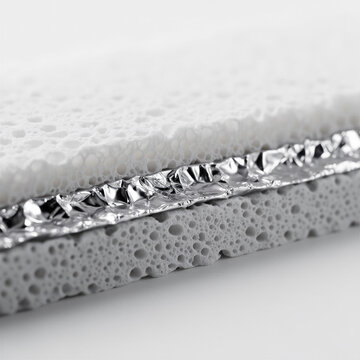 Macro shot of solid-state battery interface showing porous ceramic inorganic electrolyte layer layered with high density lithium metal foil energy technology innovation