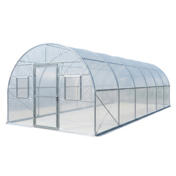 Quonset Hoop Greenhouse Structure with Metal Frame and Plastic Sheeting