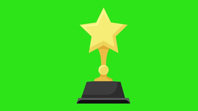 Bright yellow star trophy icon on a green background, perfect for use as an award or prize graphic in design projects.