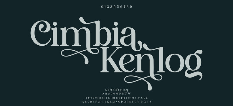 Elegant alphabet letters font and number. Typography luxury classic lettering serif fonts decorative for logo wedding vintage retro concept. vector illustration.