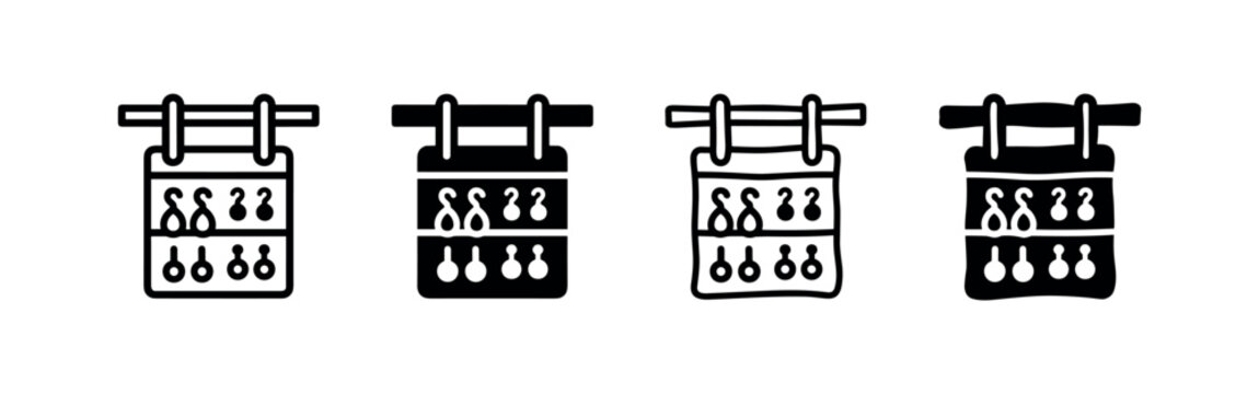 Key Organizer Icons with Keys, Outline and Solid Fill Variations