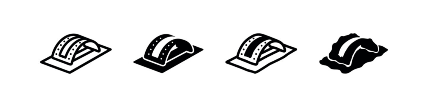 Icon set of boat throttle lever, line art, silhouette, sketch