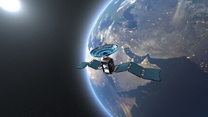 人工衛星と地球　3DCGレンダリング © tsuneomp