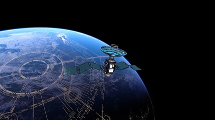 人工衛星と地球　3DCGレンダリング © tsuneomp