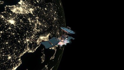 人工衛星と地球　3DCGレンダリング © tsuneomp