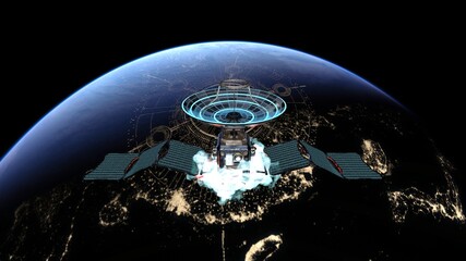 人工衛星と地球　3DCGレンダリング © tsuneomp