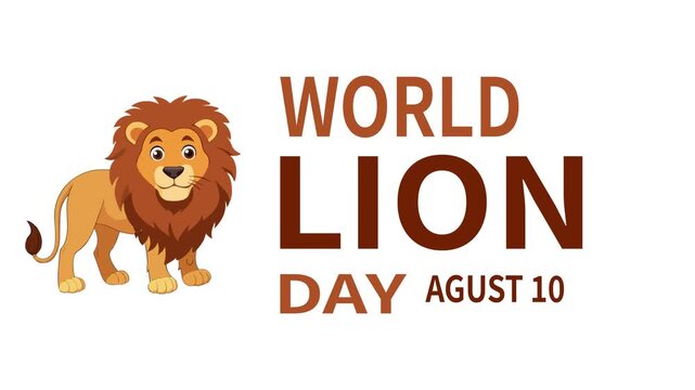 International Lion Day Animation Motion Graphics White Background
