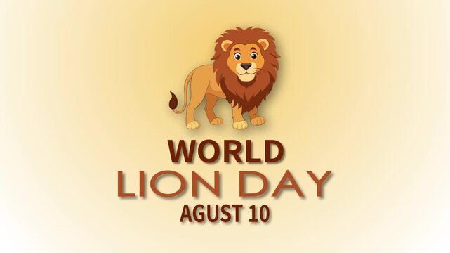 International Lion Day Animation Motion Graphics Brown White Gradient Background
