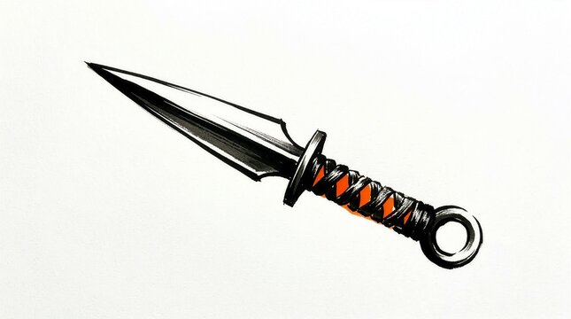 Illustration of a dagger with an orange and black wrapped handle