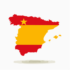 Obraz premium Map of Spain with Spanish Flag Colors and Star