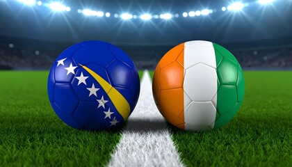 Fototapeta premium Curacao versus Ivory Coast Football World Cup 2026 group match concept