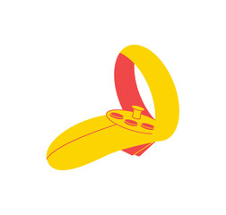 Trendy flat gamepad sticker in yellow and red with vr controller style. Virtual reality gadget as y2k entertainment joypad for videogame, perfect for any video game collection or modern setup. © Moonnoon