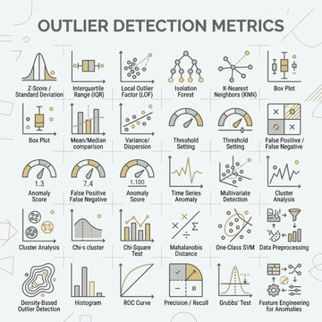 Outlier detection metrics data visualization of statistical analysis concepts