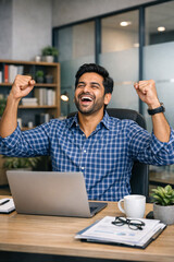 Fototapeta premium Happy Businessman Celebrating Success