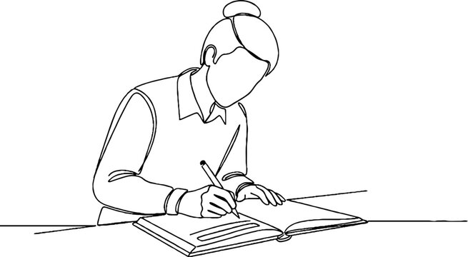 Focused person writing in an open notebook carefully.