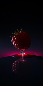 A single, perfect berry bleeds shadow onto a polished void, a miniature universe of flavor,  abstract,  dark