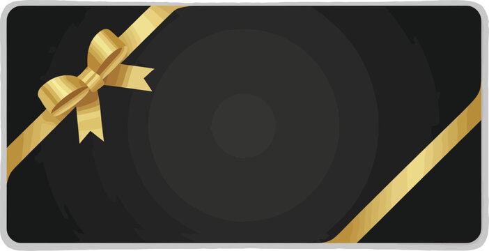 gift luxury black card with diagonal gold ribbon bow branding