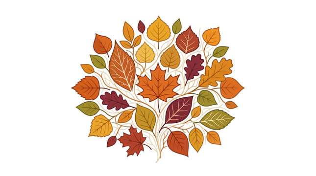 Autumn Leaves Arrangement - Colorful Fall Foliage Circle Design