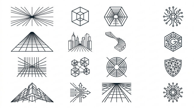 Perspective grid icons for design