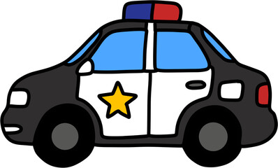 Police Car Side View Simple Cartoon Illustration © Joyli Studio