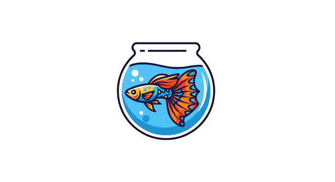 Colorful Betta Fish in Bowl.