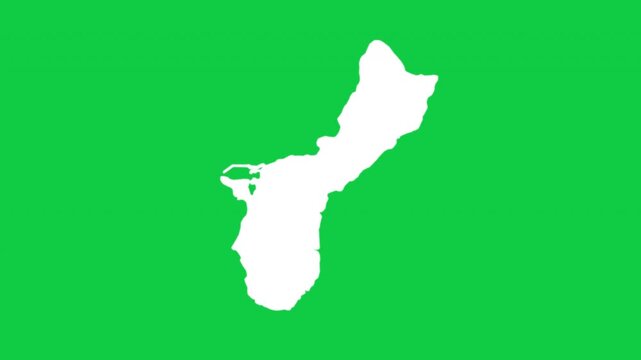 Guam map pop animation with green background
