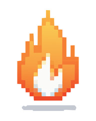 Fototapeta premium Bright blazing campfire fire drop flame graphic icon vector for fast food spicy level indicator energy power system pixel art