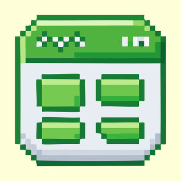 Green website wireframe browser layout pixel art icon for software developer portfolio websites and computer programming user interface application designs