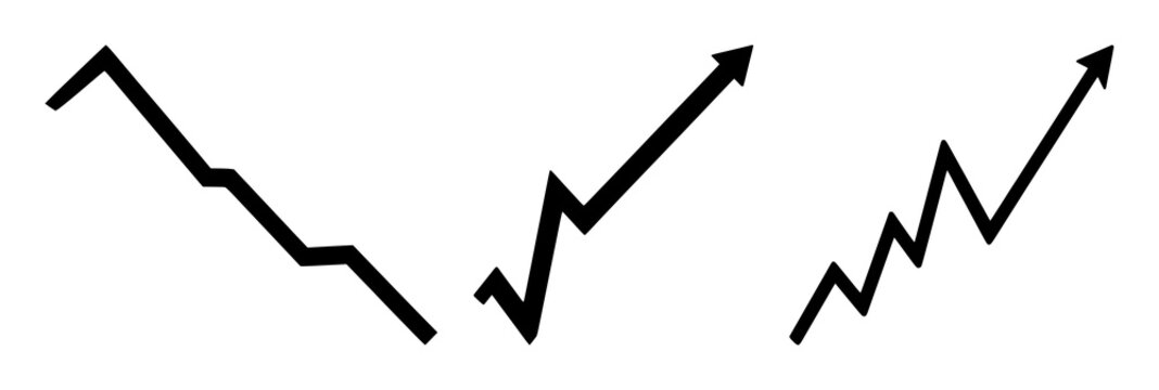 Market trend chart set with a downward arrow and line graph featuring financial data, economic indicators, business with stock market and recession