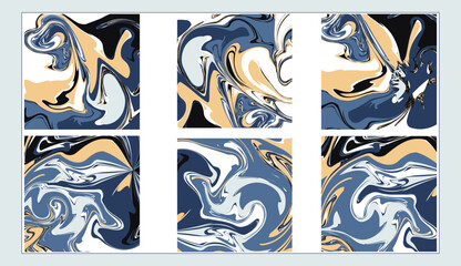 Obraz premium Modern abstract fluid marble pattern collection, an editable background set for creative projects