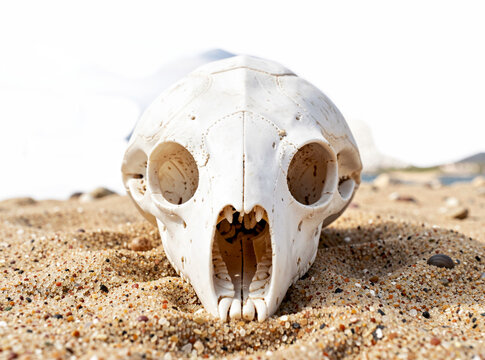 Eerie Skull in Sands of Beach