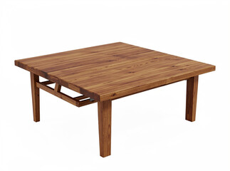 Fototapeta premium Square Wooden Coffee Table with Natural Grain Finish