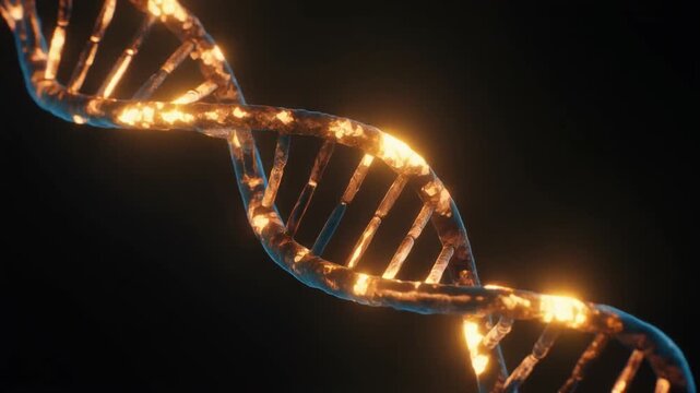 Golden DNA Helix Biotechnology Medical Science Animation
