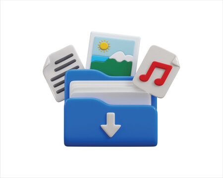 Downloads Folder with Action Button icon 3d render