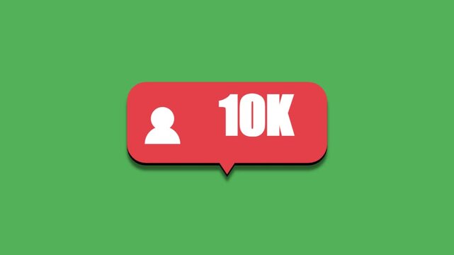 Social Media Follower Counter Animation on Green Screen Background.