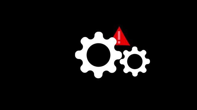Settings icon with a red warning symbol, representing a configuration issue, system error, maintenance alert, software setup problem, or troubleshooting notification. Suitable for technology, IT suppo
