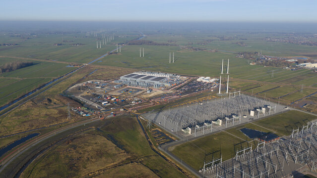 Groningen, Netherlands - 20 January 2026: Aerial View of Google Data Center Construction at Westpoort Groningen