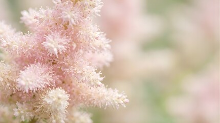 Naklejka premium Soft pink astilbe flowers blooming in a spring garden with blurry background