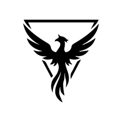 Naklejka premium Black phoenix vector illustration with bold detailed design, symbolizing rebirth, resilience, and eternal power.