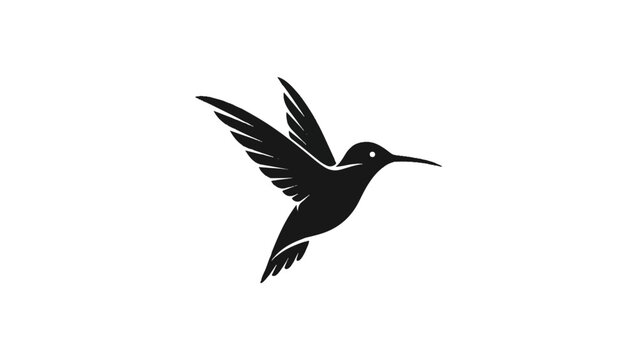 Black Silhouette of Hummingbird in Flight 1.