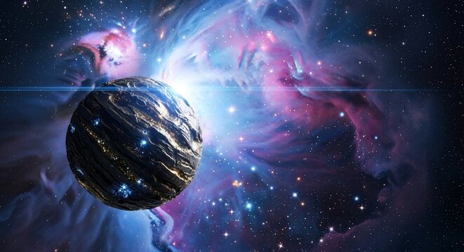 Cosmic planet nebula illustration