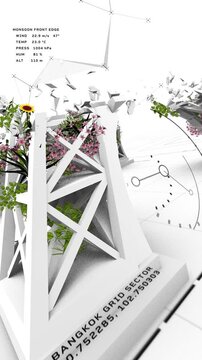 Eco-Futurist Eiffel Tower with Environmental Data HUD Animation