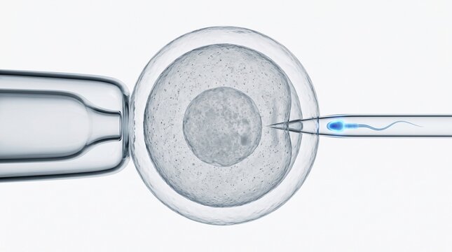 3D Microscopic Diagram of Intracytoplasmic Sperm Injection (ICSI)